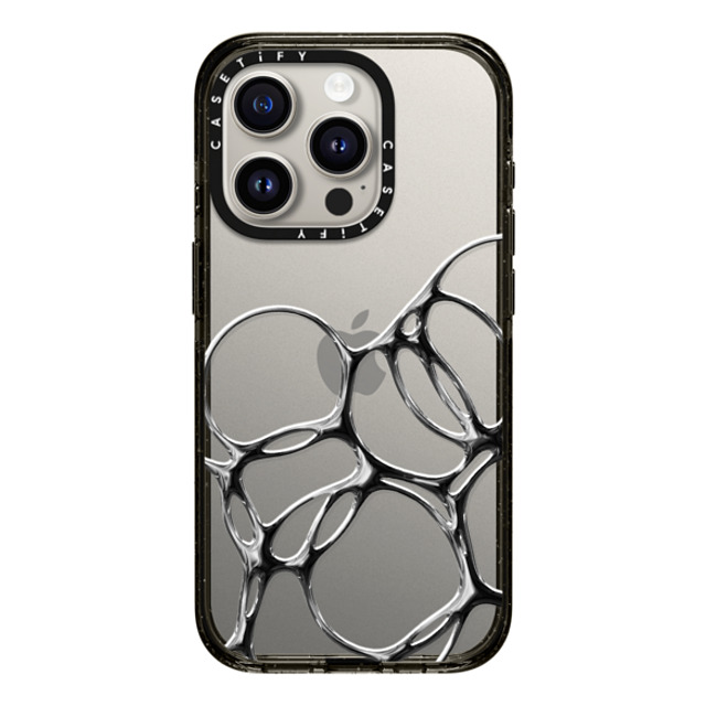 CASETiFY iPhone 15 Pro ケース ブラック インパクトケース Futurism Chrome Bubbles