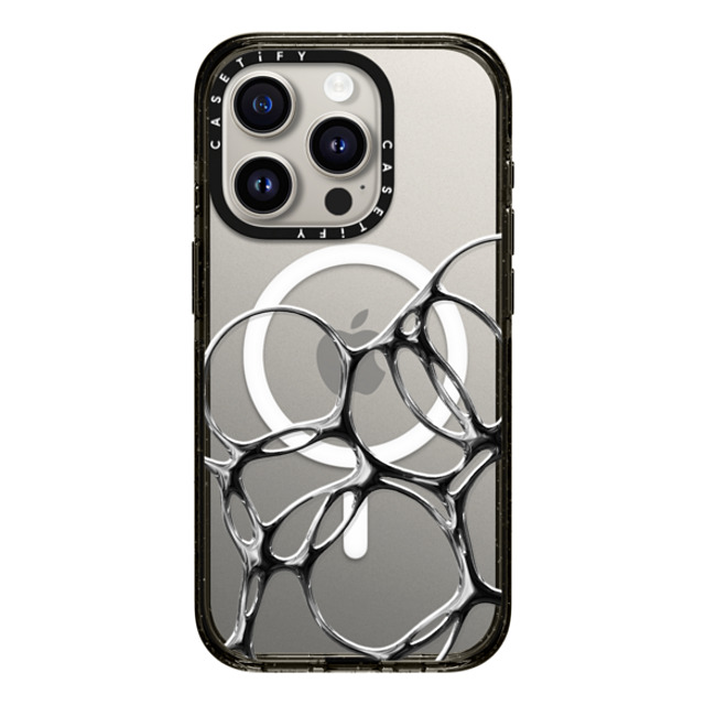 CASETiFY iPhone 15 Pro ケース ブラック インパクトケース MagSafe対応 Futurism Chrome Bubbles