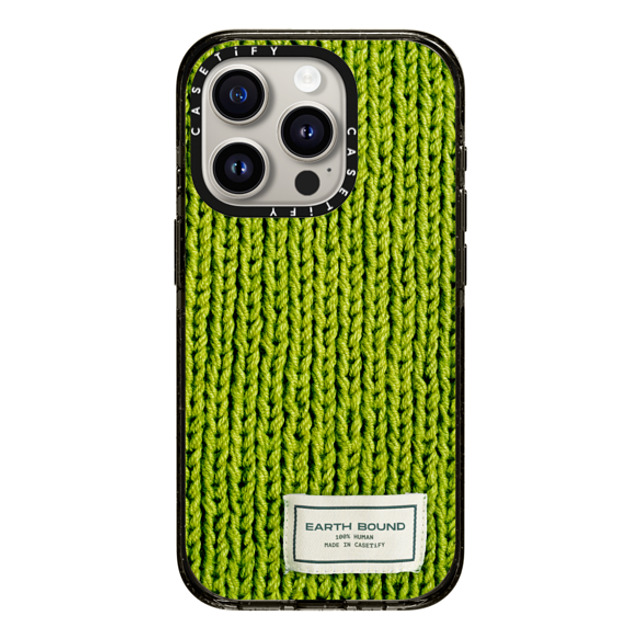 CASETiFY iPhone 15 Pro ケース ブラック インパクトケース Pattern,Photography Meadow Green Sweater