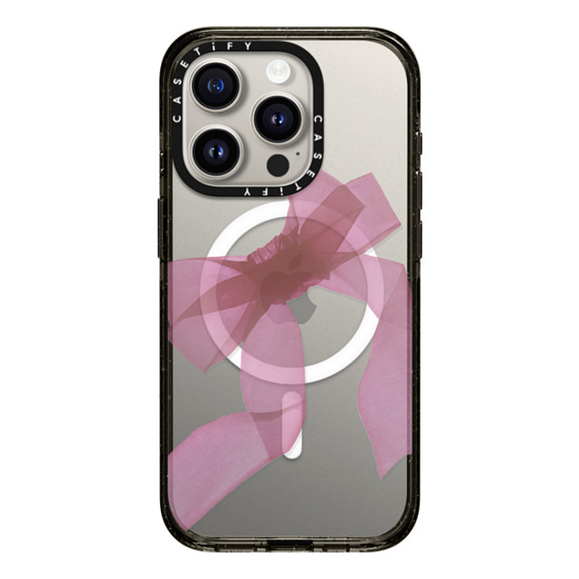 CASETiFY iPhone 15 Pro ケース ブラック インパクトケース MagSafe対応 Cottagecore Pink Organza Ribbon