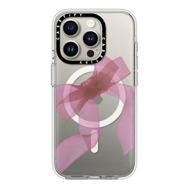 CASETiFY iPhone 15 Pro ケース クリア クリア ケース MagSafe対応 Cottagecore Pink Organza Ribbon