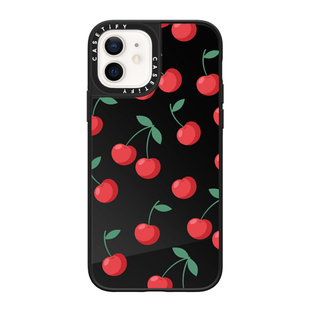 CASETiFY iPhone 12 Case Black on Black ミラーケース MagSafe対応 Cherry,Strawberry Fruit,Food,Cherry,Pattern,Cherry,Strawberry,Fruit Cherries Father's Day CASETiFY iPhone 12 Case Black on Black ミラーケース MagSafe対応 Cherry,Strawberry Fruit,Food,Cherry,Pattern,Cherry,Strawberry,Fruit Cherries Father's Day