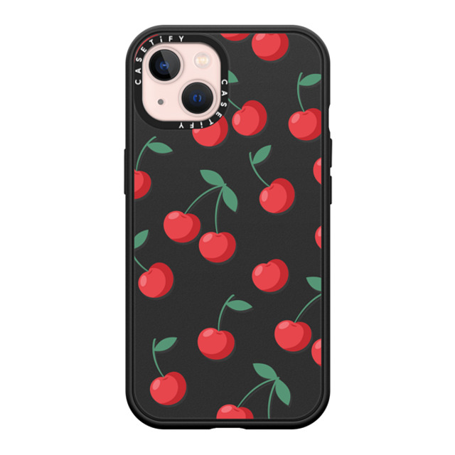 CASETiFY iPhone 13 ケース マットブラック インパクトケース MagSafe対応 Fruit,Food,Pattern,Cherry,Strawberry,Fruit Cherries