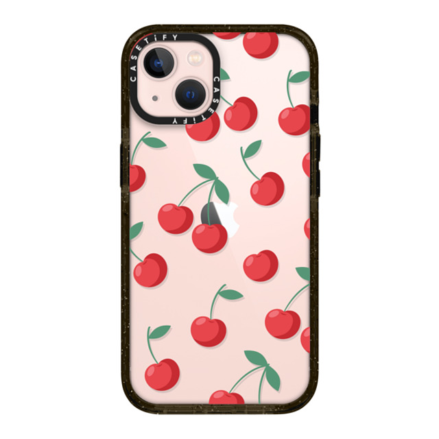 CASETiFY iPhone 13 ケース ブラック インパクトケース Fruit,Food,Pattern,Cherry,Strawberry,Fruit Cherries