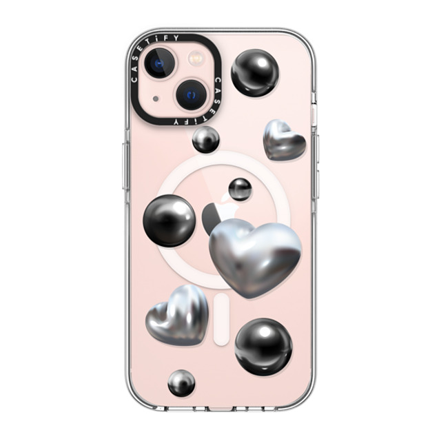 CASETiFY iPhone 13 ケース クリア クリア ケース MagSafe対応 Monochrome,Futurism Chrome Love