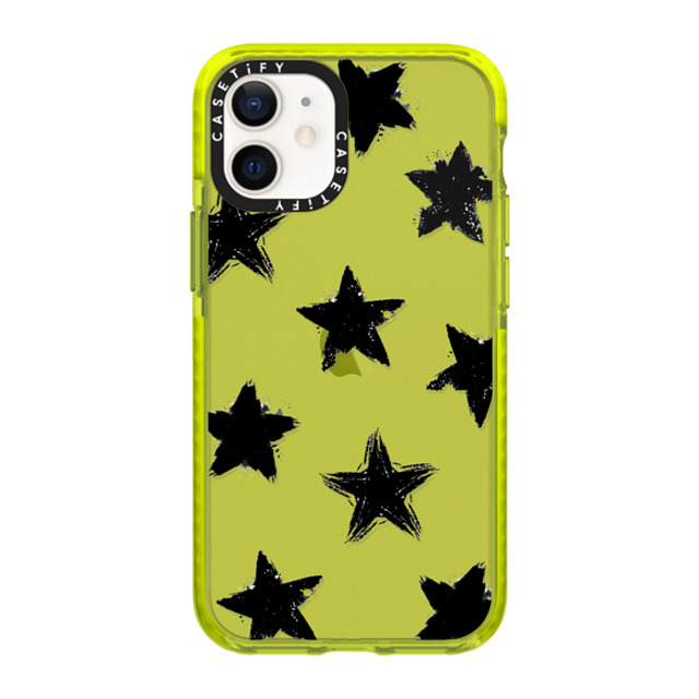 CASETiFY iPhone 12 mini ケース ネオン イエロー インパクトケース Monochrome,Pattern Star Marks