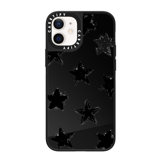 CASETiFY iPhone 12 mini ケース Black on Black ミラーケース MagSafe対応 Monochrome,Pattern Star Marks