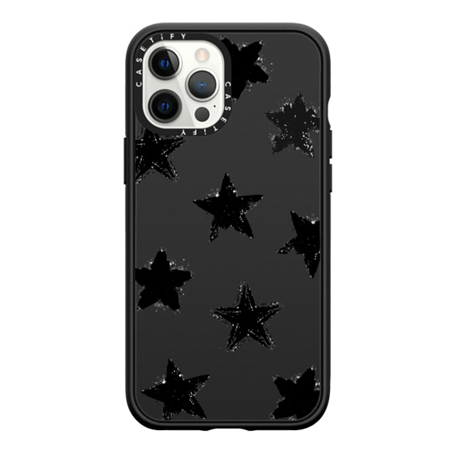 CASETiFY iPhone 12 Pro Max ケース マットブラック インパクトケース Monochrome,Pattern Star Marks