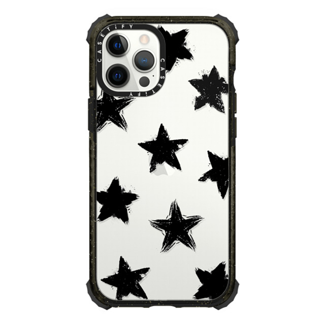 CASETiFY iPhone 12 Pro Max ケース ブラック ウルトラインパクトケース Monochrome,Pattern Star Marks