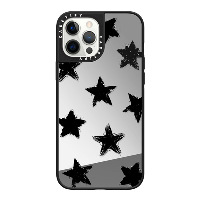 CASETiFY iPhone 12 Pro Max ケース Silver on Black ミラーケース MagSafe対応 Star,Pattern Star,Monochrome,Pattern Star Marks Father's Day CASETiFY iPhone 12 Pro Max ケース Silver on Black ミラーケース MagSafe対応 Star,Pattern Star,Monochrome,Pattern Star Marks Father's Day