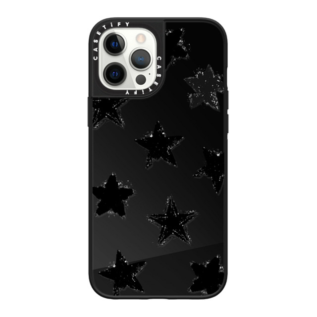 CASETiFY iPhone 12 Pro Max Case Black on Black ミラーケース MagSafe対応 Star,Monochrome,Pattern Star Marks CASETiFY iPhone 12 Pro Max Case Black on Black ミラーケース MagSafe対応 Star,Monochrome,Pattern Star Marks