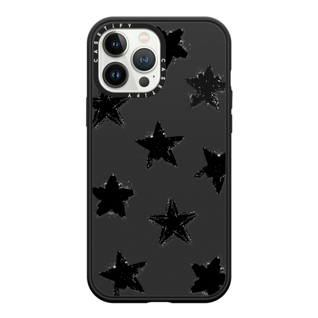 CASETiFY iPhone 13 Pro Max ケース マットブラック インパクトケース MagSafe対応 Monochrome,Pattern Star Marks