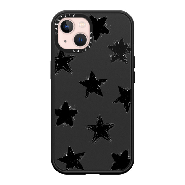 CASETiFY iPhone 13 ケース マットブラック インパクトケース Monochrome,Pattern Star Marks