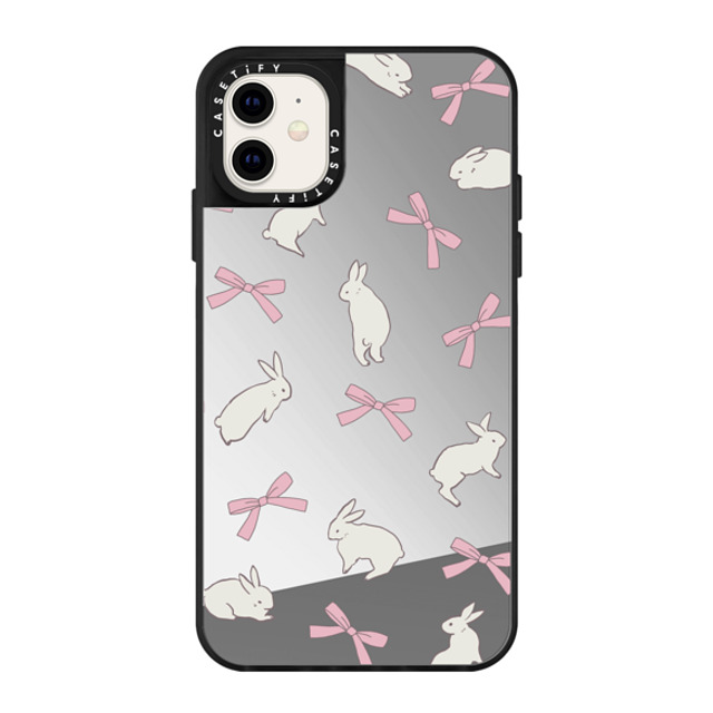 CASETiFY iPhone 11 Case Silver on Black ミラーケース Animal,Ribbon,Cottagecore,Pattern Rabbit Ribbon CASETiFY iPhone 11 Case Silver on Black ミラーケース Animal,Ribbon,Cottagecore,Pattern Rabbit Ribbon