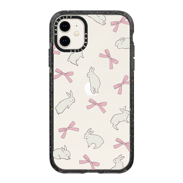 CASETiFY iPhone 11 ケース ブラック インパクトケース Animal,Ribbon,Cottagecore,Pattern Rabbit Ribbon