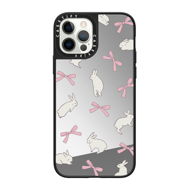 CASETiFY iPhone 12 Pro Case Silver on Black ミラーケース MagSafe対応 Animal,Ribbon Animal,Ribbon,Cottagecore,Pattern Rabbit Ribbon Father's Day CASETiFY iPhone 12 Pro Case Silver on Black ミラーケース MagSafe対応 Animal,Ribbon Animal,Ribbon,Cottagecore,Pattern Rabbit Ribbon Father's Day