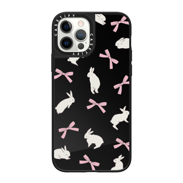 CASETiFY iPhone 12 Pro Case Black on Black ミラーケース MagSafe対応 Animal,Ribbon Animal,Ribbon,Cottagecore,Pattern Rabbit Ribbon Mother's Day CASETiFY iPhone 12 Pro Case Black on Black ミラーケース MagSafe対応 Animal,Ribbon Animal,Ribbon,Cottagecore,Pattern Rabbit Ribbon Mother's Day