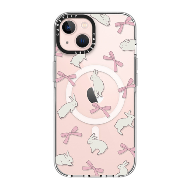 CASETiFY iPhone 13 ケース クリア クリア ケース MagSafe対応 Animal,Cottagecore,Pattern Rabbit Ribbon