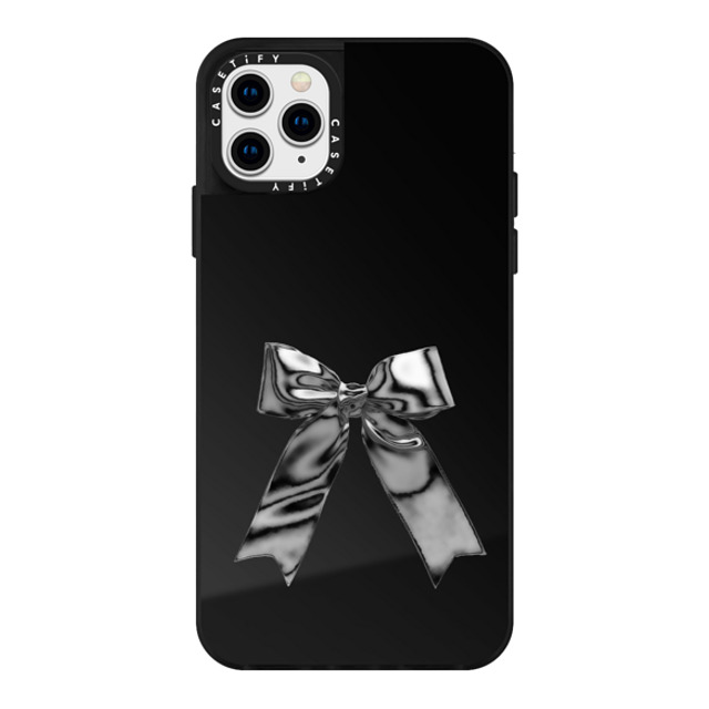 CASETiFY iPhone 11 Pro Max ケース Black on Black ミラーケース Butterfly Metallic Ribbon