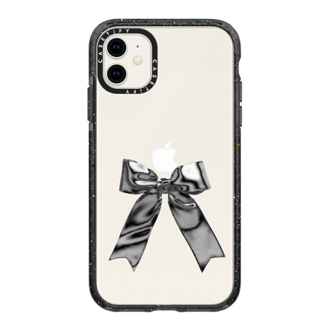 CASETiFY iPhone 11 ケース ブラック インパクトケース Butterfly,Ribbon Metallic Ribbon