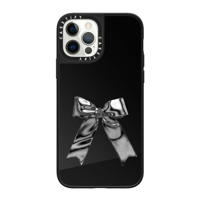 CASETiFY iPhone 12 Pro ケース Black on Black ミラーケース MagSafe対応 Butterfly Metallic Ribbon