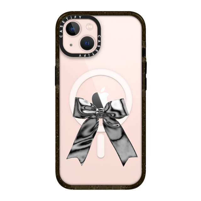 CASETiFY iPhone 13 ケース ブラック インパクトケース MagSafe対応 Butterfly Metallic Ribbon