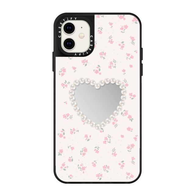 CASETiFY iPhone 11 Case Silver on Black ミラーケース Floral,Heart Heart,Floral,Heart,Cottagecore Pearly Heart Mother's Day CASETiFY iPhone 11 Case Silver on Black ミラーケース Floral,Heart Heart,Floral,Heart,Cottagecore Pearly Heart Mother's Day