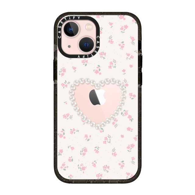 CASETiFY iPhone 13 Mini ケース ブラック インパクトケース MagSafe対応 Floral,Heart Heart,Floral,Heart,Cottagecore Pearly Heart Father's Day CASETiFY iPhone 13 Mini ケース ブラック インパクトケース MagSafe対応 Floral,Heart Heart,Floral,Heart,Cottagecore Pearly Heart Father's Day
