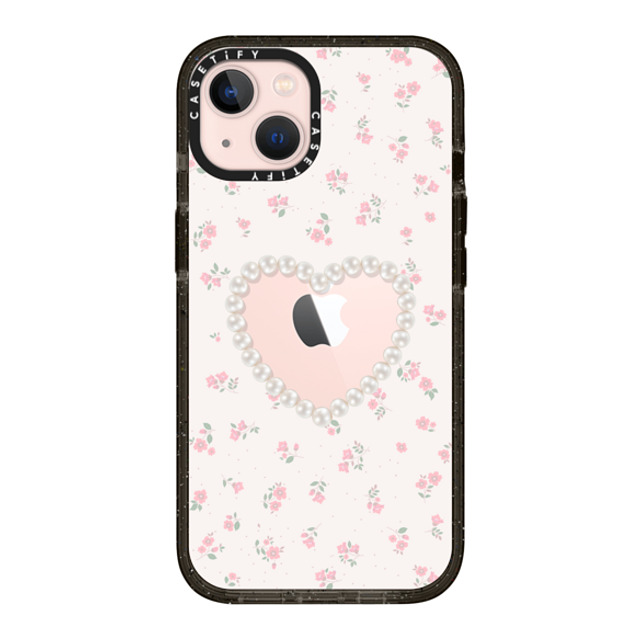 CASETiFY iPhone 13 ケース ブラック インパクトケース Floral,Heart Cottagecore,Floral,Heart,Heart Pearly Heart Back to School CASETiFY iPhone 13 ケース ブラック インパクトケース Floral,Heart Cottagecore,Floral,Heart,Heart Pearly Heart Back to School