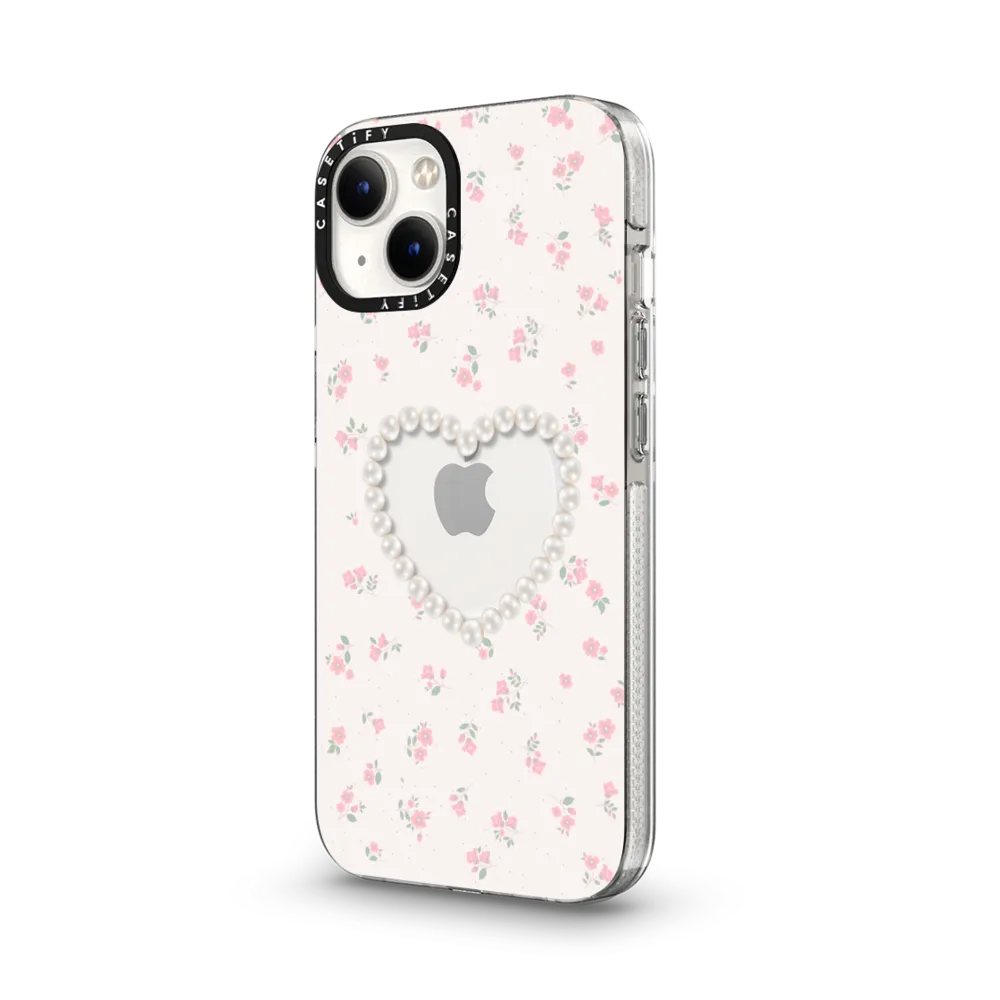 Clear iPhone 13 Case MagSafe Compatible - Pearly Heart