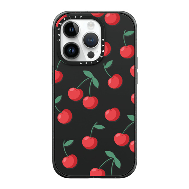 CASETiFY iPhone 14 Pro ケース マットブラック インパクトケース MagSafe対応 Fruit,Food,Pattern,Cherry,Strawberry,Fruit Cherries