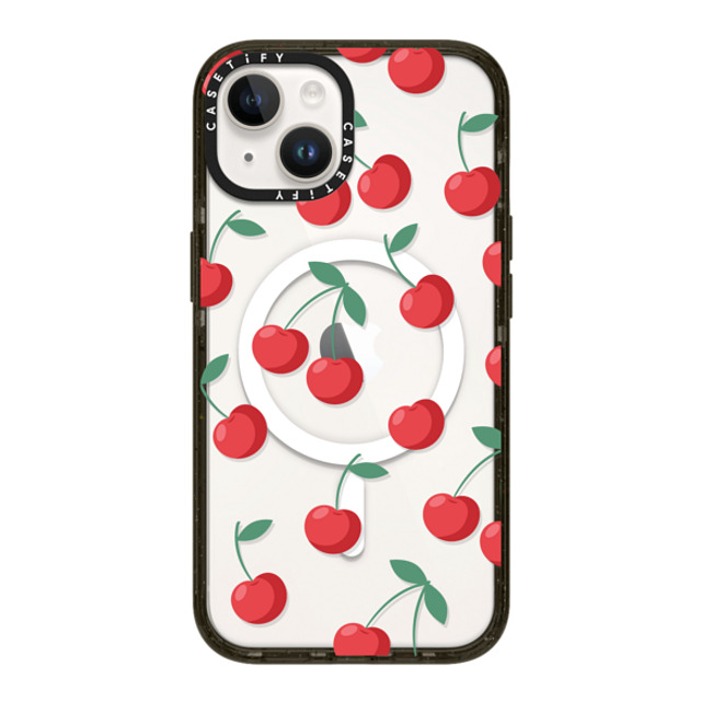 CASETiFY iPhone 14 ケース ブラック インパクトケース MagSafe対応 Fruit,Food,Pattern,Cherry,Strawberry,Fruit Cherries