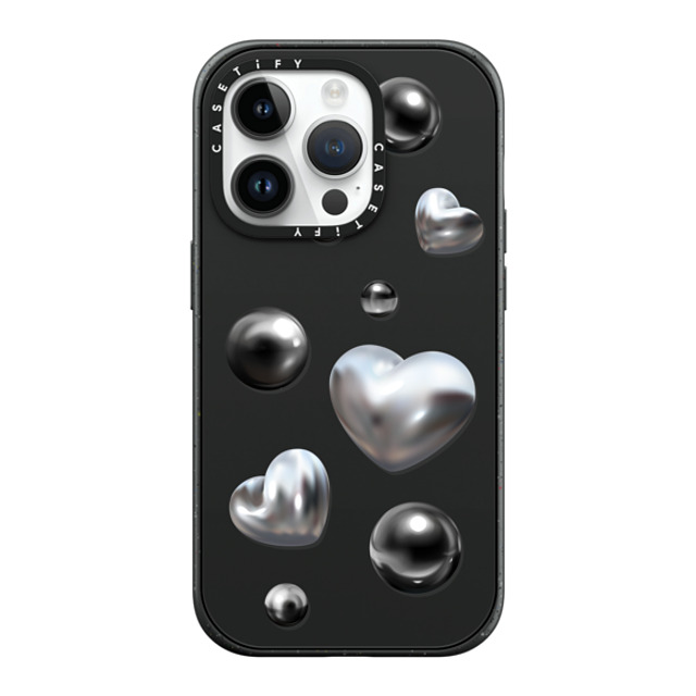 CASETiFY iPhone 14 Pro ケース マットブラック インパクトケース MagSafe対応 Monochrome,Futurism Chrome Love