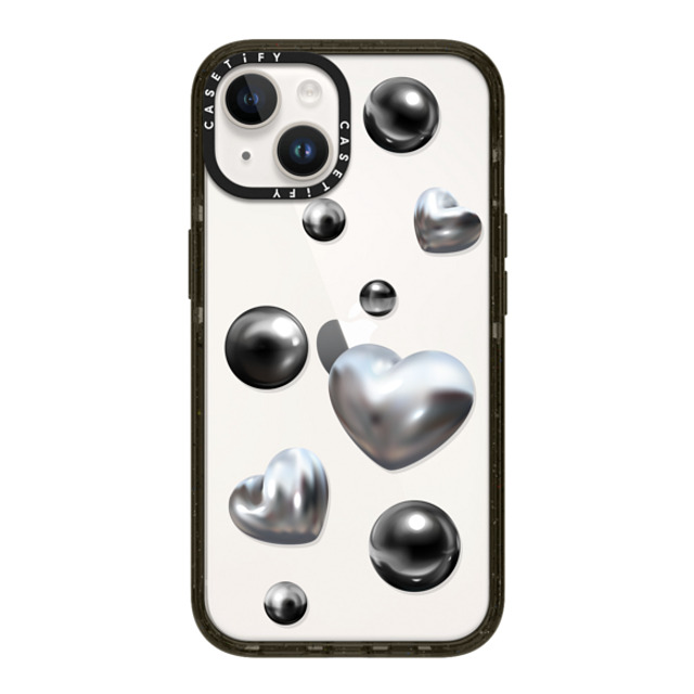 CASETiFY iPhone 14 ケース ブラック インパクトケース Monochrome,Futurism Chrome Love