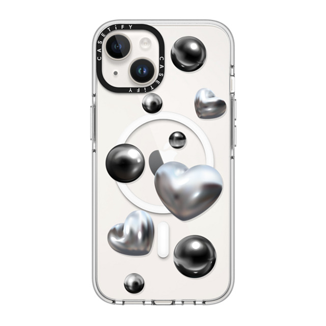 CASETiFY iPhone 14 ケース クリア クリア ケース MagSafe対応 Monochrome,Futurism Chrome Love