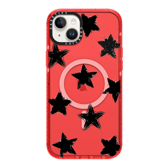 CASETiFY iPhone 14 Plus ケース レッド インパクトケース MagSafe対応 Monochrome,Pattern Star Marks