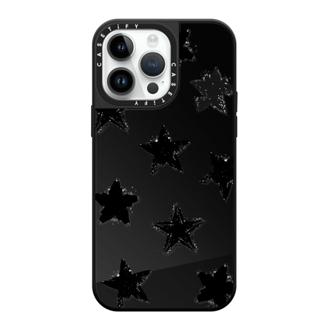 CASETiFY iPhone 14 Pro Max ケース Black on Black ミラーケース MagSafe対応 Monochrome,Pattern Star Marks