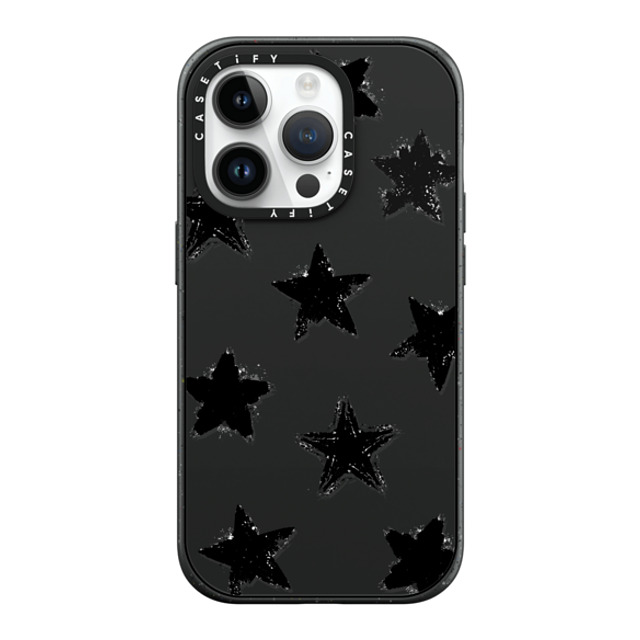 CASETiFY iPhone 14 Pro ケース マットブラック インパクトケース Monochrome,Pattern Star Marks