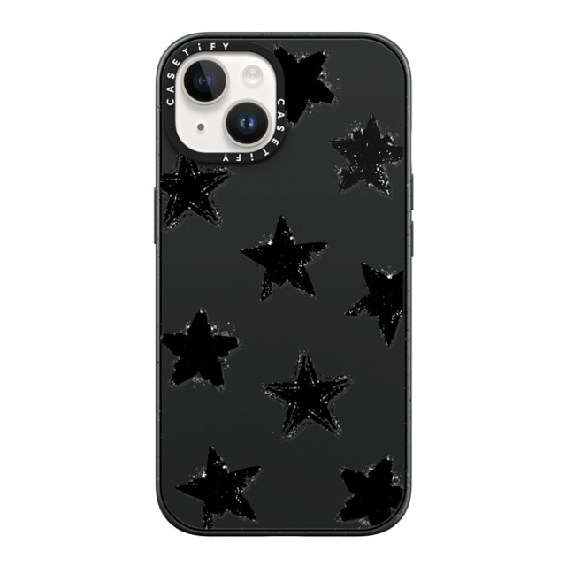 CASETiFY iPhone 14 Case Matte Black Impact Case Star,Monochrome,Pattern Star Marks CASETiFY iPhone 14 Case Matte Black Impact Case Star,Monochrome,Pattern Star Marks