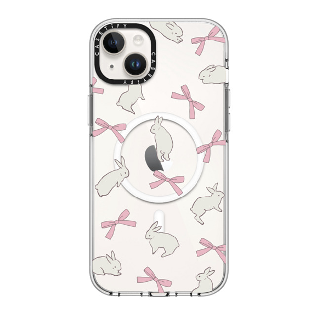 CASETiFY iPhone 14 Plus ケース クリア クリア ケース MagSafe対応 Animal,Ribbon,Cottagecore,Pattern Rabbit Ribbon
