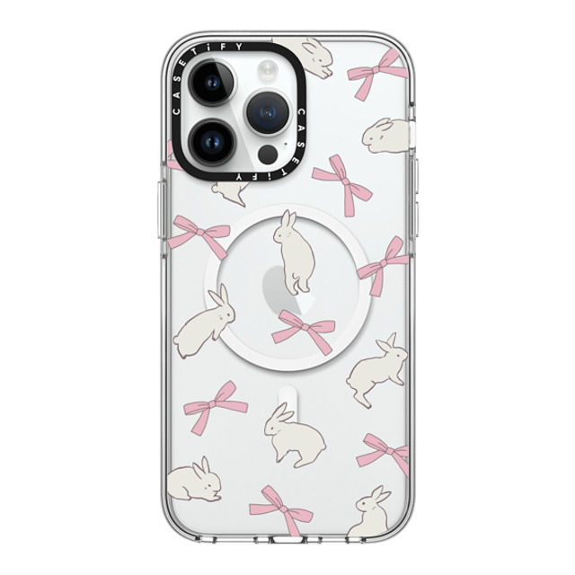 CASETiFY iPhone 14 Pro Max ケース クリア クリア ケース MagSafe対応 Animal,Cottagecore,Pattern Rabbit Ribbon