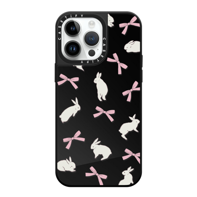 CASETiFY iPhone 14 Pro Max ケース Black on Black ミラーケース MagSafe対応 Animal,Ribbon Animal,Ribbon,Cottagecore,Pattern Rabbit Ribbon Father's Day CASETiFY iPhone 14 Pro Max ケース Black on Black ミラーケース MagSafe対応 Animal,Ribbon Animal,Ribbon,Cottagecore,Pattern Rabbit Ribbon Father's Day