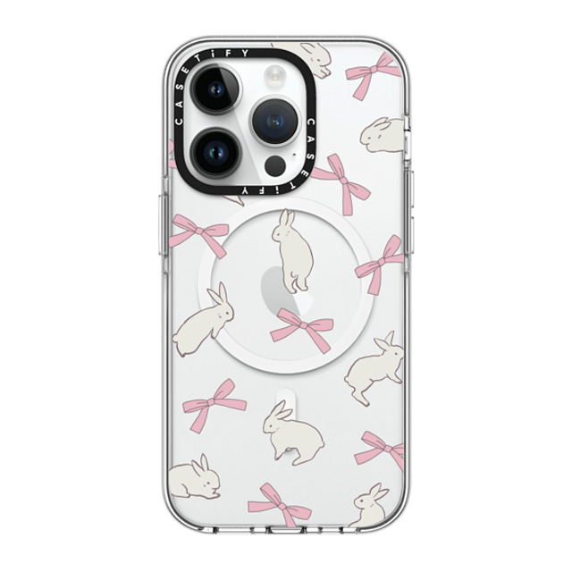 CASETiFY iPhone 14 Pro ケース クリア クリア ケース MagSafe対応 Animal,Cottagecore,Pattern Rabbit Ribbon