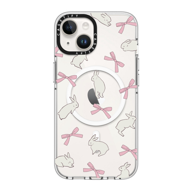 CASETiFY iPhone 14 ケース クリア クリア ケース MagSafe対応 Animal,Cottagecore,Pattern Rabbit Ribbon