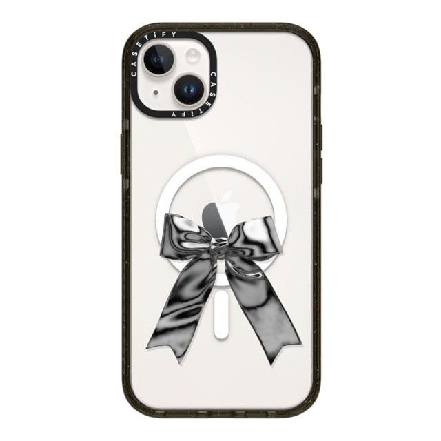 CASETiFY iPhone 14 Plus ケース ブラック インパクトケース MagSafe対応 Butterfly,Ribbon Metallic Ribbon