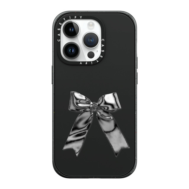 CASETiFY iPhone 14 Pro ケース マットブラック インパクトケース MagSafe対応 Butterfly Metallic Ribbon