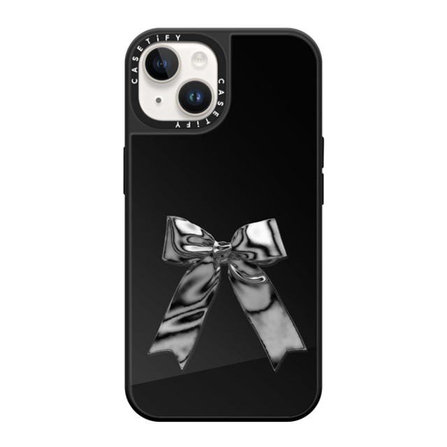 CASETiFY iPhone 14 ケース Black on Black ミラーケース MagSafe対応 Butterfly Metallic Ribbon