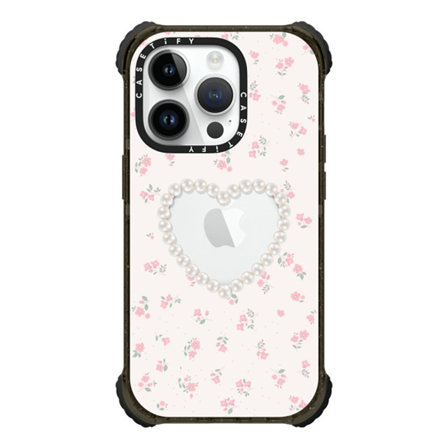 CASETiFY iPhone 14 Pro ケース ブラック ウルトラ インパクトケース MagSafe 対応 Floral,Heart Cottagecore,Floral,Heart,Heart Pearly Heart Back to School CASETiFY iPhone 14 Pro ケース ブラック ウルトラ インパクトケース MagSafe 対応 Floral,Heart Cottagecore,Floral,Heart,Heart Pearly Heart Back to School