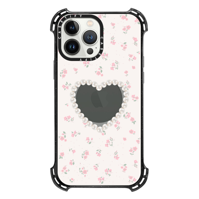 CASETiFY iPhone 13 Pro Max Case Triple Black バウンスケース Floral,Heart Heart,Floral,Heart,Cottagecore Pearly Heart Mother's Day CASETiFY iPhone 13 Pro Max Case Triple Black バウンスケース Floral,Heart Heart,Floral,Heart,Cottagecore Pearly Heart Mother's Day