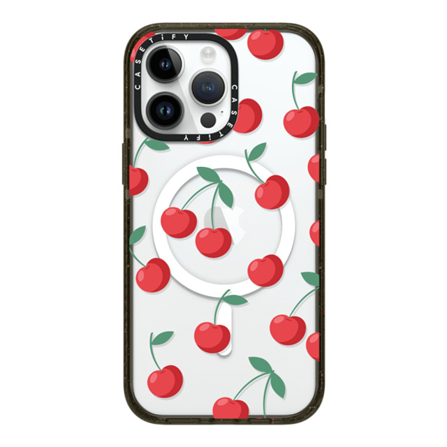 CASETiFY iPhone 14 Pro Max ケース ブラック インパクトケース MagSafe対応 Fruit,Food,Pattern,Cherry,Strawberry,Fruit Cherries